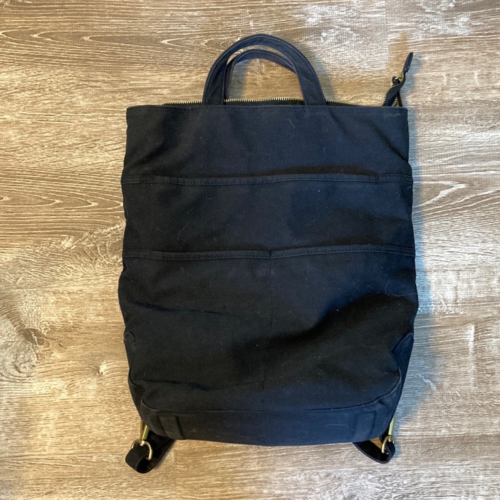 Martha Stewart office black canvas backpack tote bag with tons of pockets